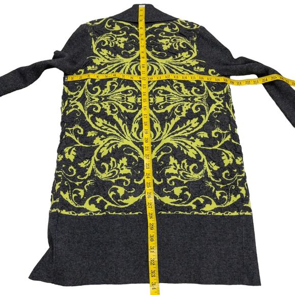 Alberto Makali Cardigan Sweater Long Sz S Green Gray Open Front Shawl Collar - Picture 9 of 10